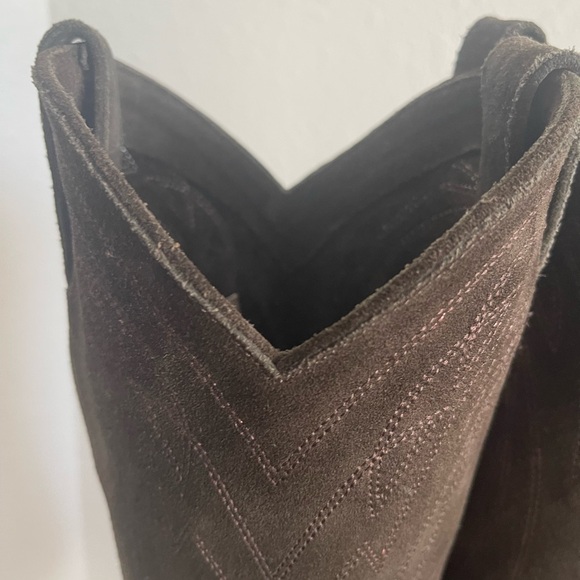 Frye Olive Suede Heeled Pull-On Cowboy Boots - Picture 7 of 15